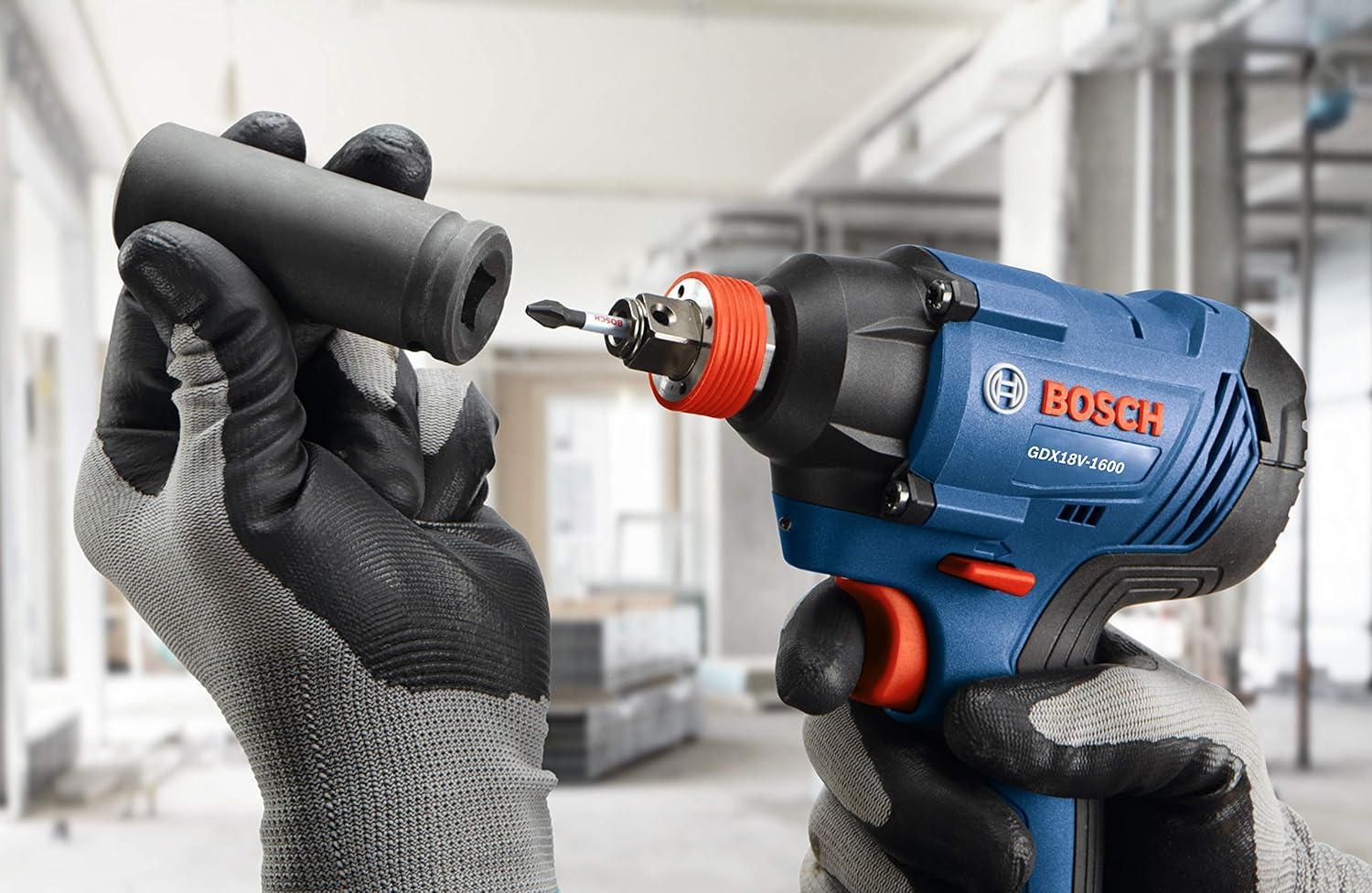 imageBOSCH GDX18V1600B12 18V 14 In and 12 In TwoInOne BitSocket Impact Driver Kit