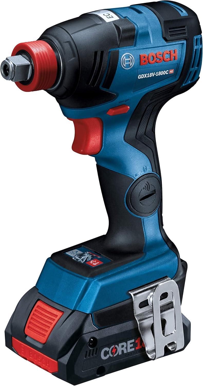 imageBOSCH GDX18V1800CB15 18V EC Brushless ConnectedReady 14 In and 12 In TwoInOne BitSocket Impact Driver Kit with 1 CORE18V 40 Ah Compact BatteryGeneration 2
