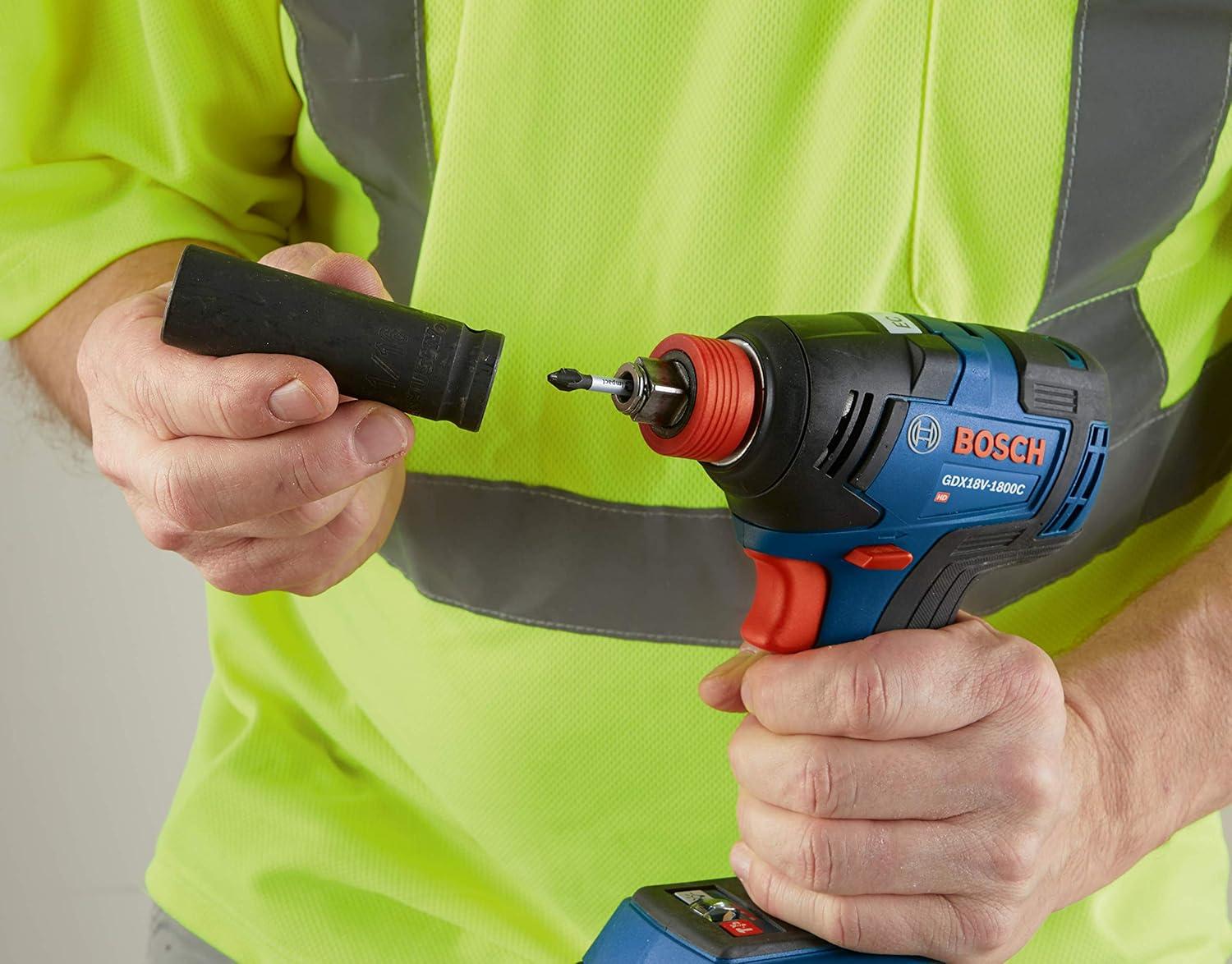 imageBOSCH GDX18V1800CB15 18V EC Brushless ConnectedReady 14 In and 12 In TwoInOne BitSocket Impact Driver Kit with 1 CORE18V 40 Ah Compact BatteryGeneration 2