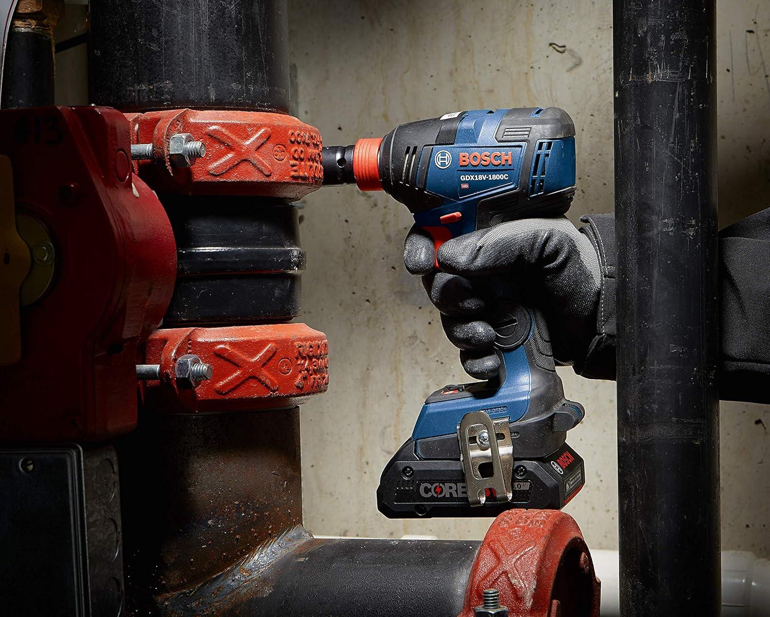 imageBOSCH GDX18V1800CB15 18V EC Brushless ConnectedReady 14 In and 12 In TwoInOne BitSocket Impact Driver Kit with 1 CORE18V 40 Ah Compact BatteryGeneration 2