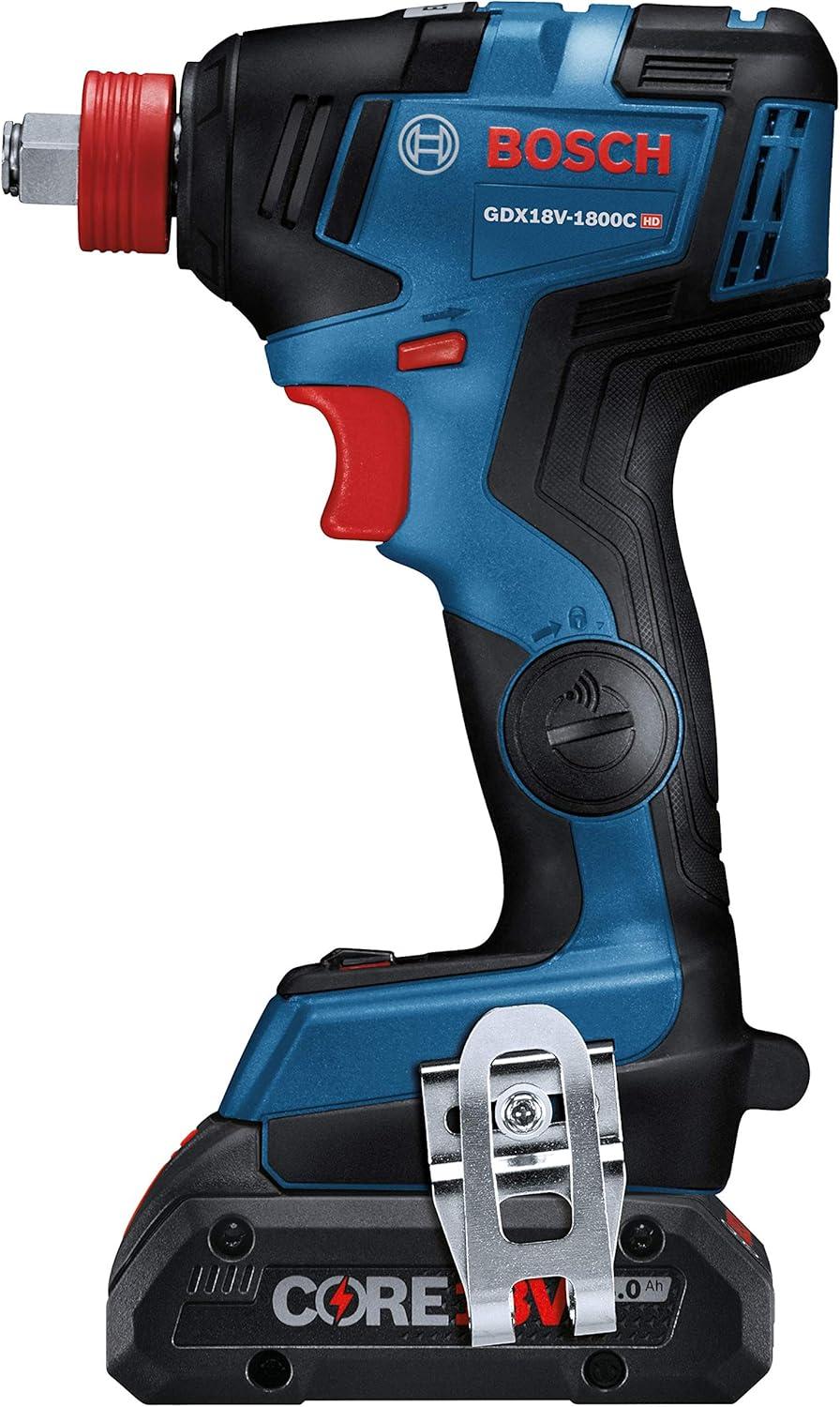 imageBOSCH GDX18V1800CB15 18V EC Brushless ConnectedReady 14 In and 12 In TwoInOne BitSocket Impact Driver Kit with 1 CORE18V 40 Ah Compact BatteryGeneration 2