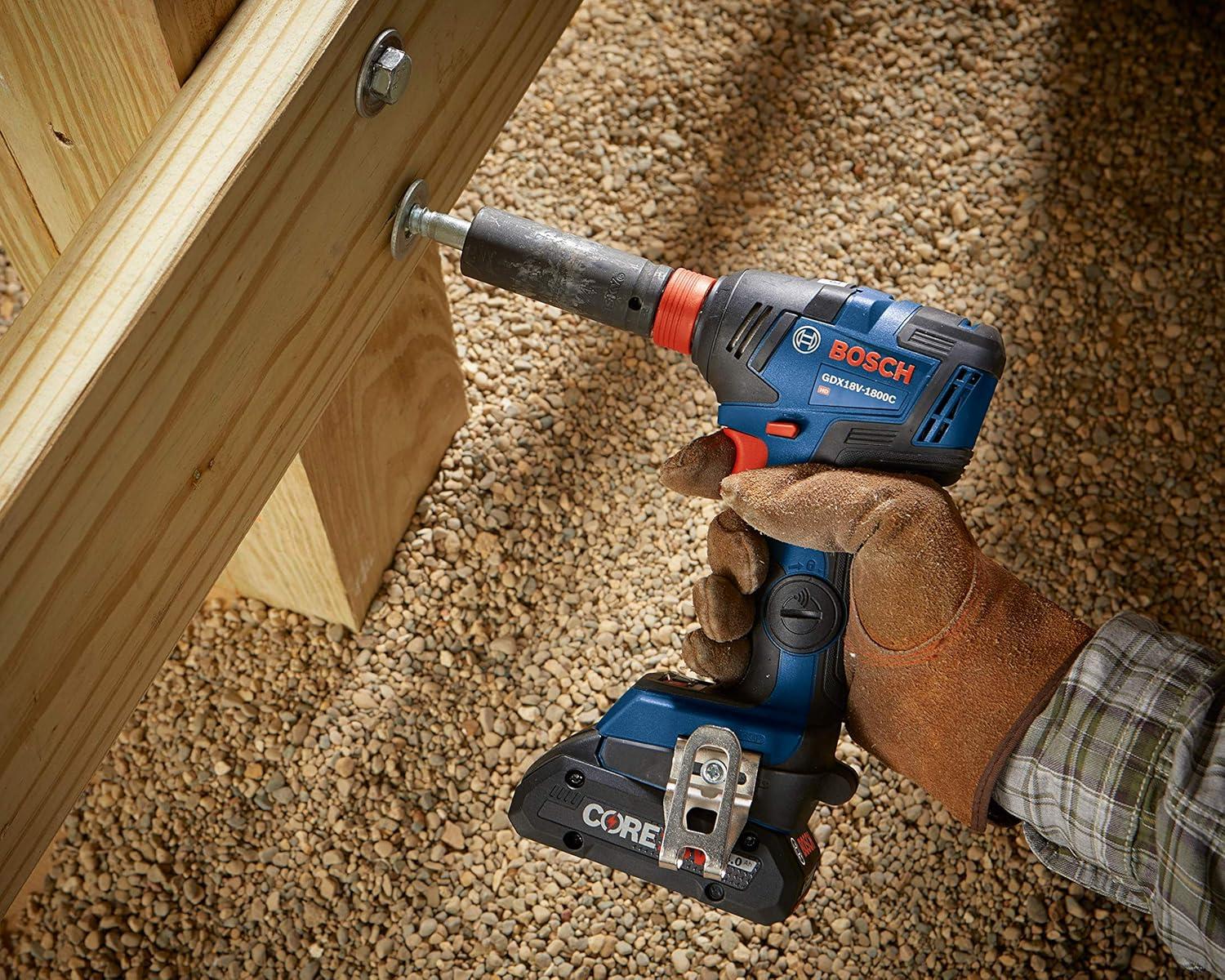 imageBOSCH GDX18V1800CB15 18V EC Brushless ConnectedReady 14 In and 12 In TwoInOne BitSocket Impact Driver Kit with 1 CORE18V 40 Ah Compact BatteryGeneration 2