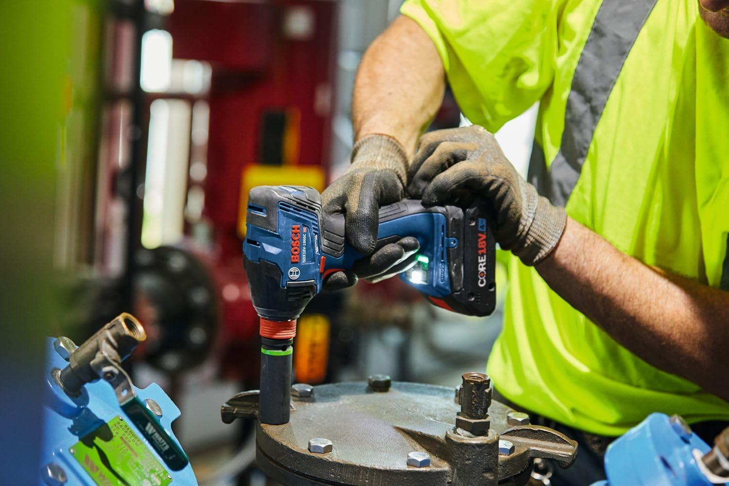 imageBOSCH GDX18V1860CB15 18V ConnectedReady TwoInOne 14 In and 12 In BitSocket Impact DriverWrench Kit with 1 CORE18V 4 Ah Advanced Power BatteryIndustrial