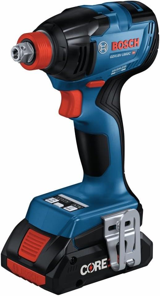 imageBOSCH GDX18V1860CB15 18V ConnectedReady TwoInOne 14 In and 12 In BitSocket Impact DriverWrench Kit with 1 CORE18V 4 Ah Advanced Power Batteryw 18V 4 Ah Battery