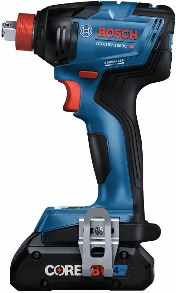 imageBOSCH GDX18V1860CB15 18V ConnectedReady TwoInOne 14 In and 12 In BitSocket Impact DriverWrench Kit with 1 CORE18V 4 Ah Advanced Power Batteryw 18V 4 Ah Battery
