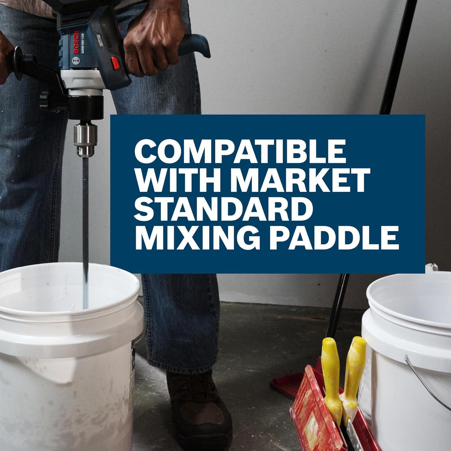 imageBOSCH GRW18V120N 18V Brushless Mud Mixer In Chuck 650 RPM Variable Speed Soft Start KickBack Control Ergonomic Handle for Heavy Mortars Epoxies amp Paints