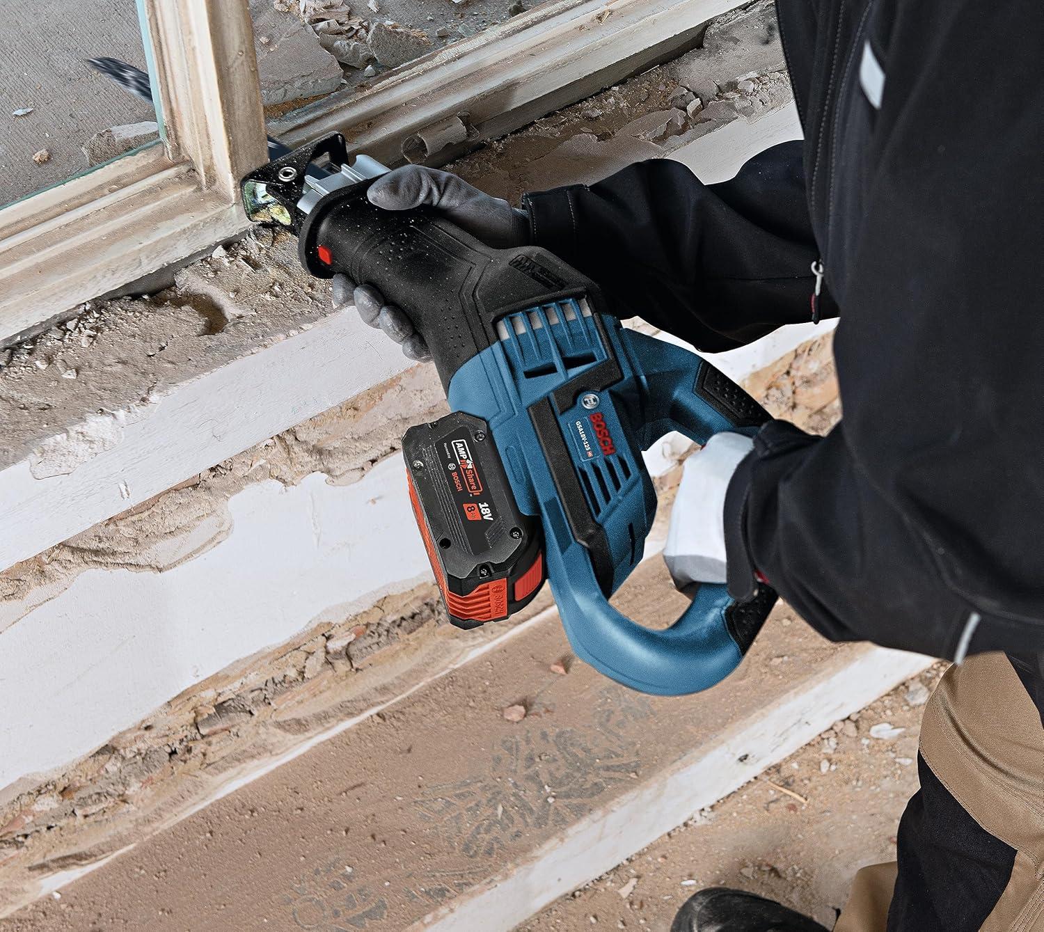 imageBOSCH GSA18V125K14A 18V EC Brushless 114 InStroke MultiGrip Reciprocating Saw Kit with 1 CORE18V 8 Ah High Power Battery