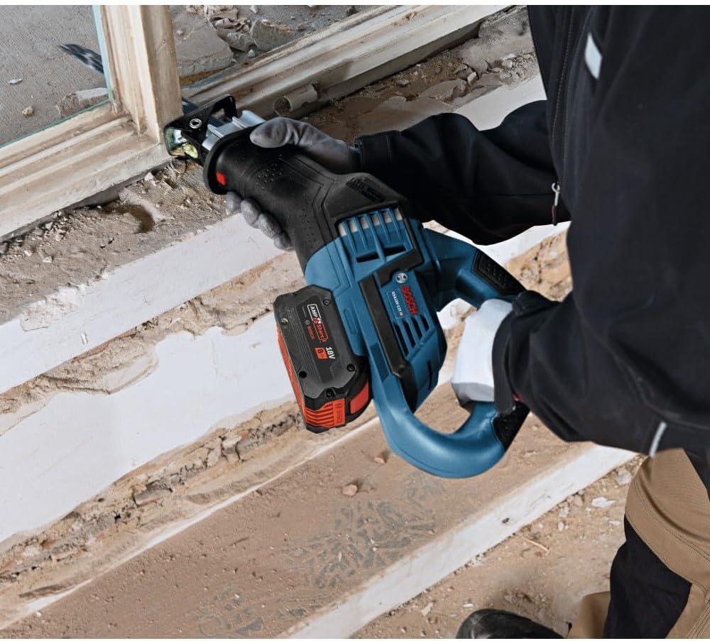 imageBOSCH GSA18V125K14A 18V EC Brushless 114 InStroke MultiGrip Reciprocating Saw Kit with 1 CORE18V 8 Ah High Power Battery