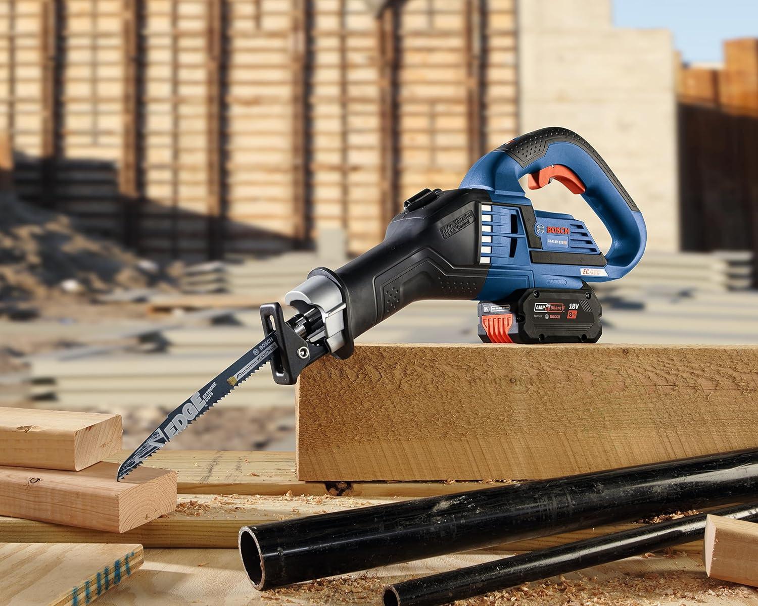 imageBOSCH GSA18V125K14A 18V EC Brushless 114 InStroke MultiGrip Reciprocating Saw Kit with 1 CORE18V 8 Ah High Power Battery