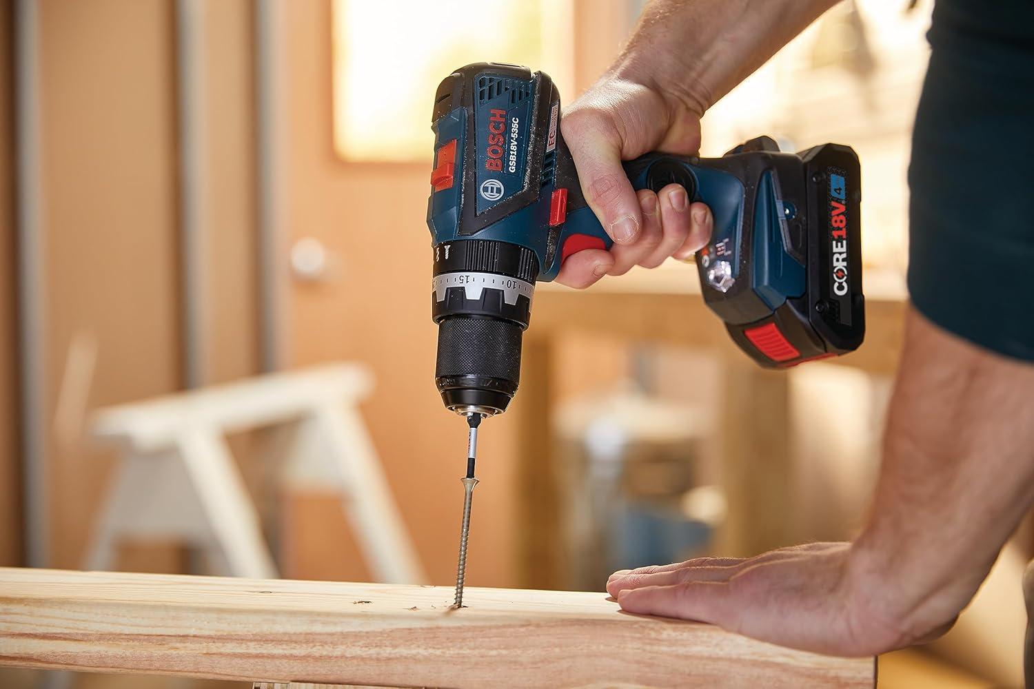 imageBOSCH GSB18V535CB15 18V EC Brushless ConnectedReady 12 In Hammer DrillDriver with 1 CORE18V 4 Ah Advanced Power Batteryw 18V 4 Ah Battery