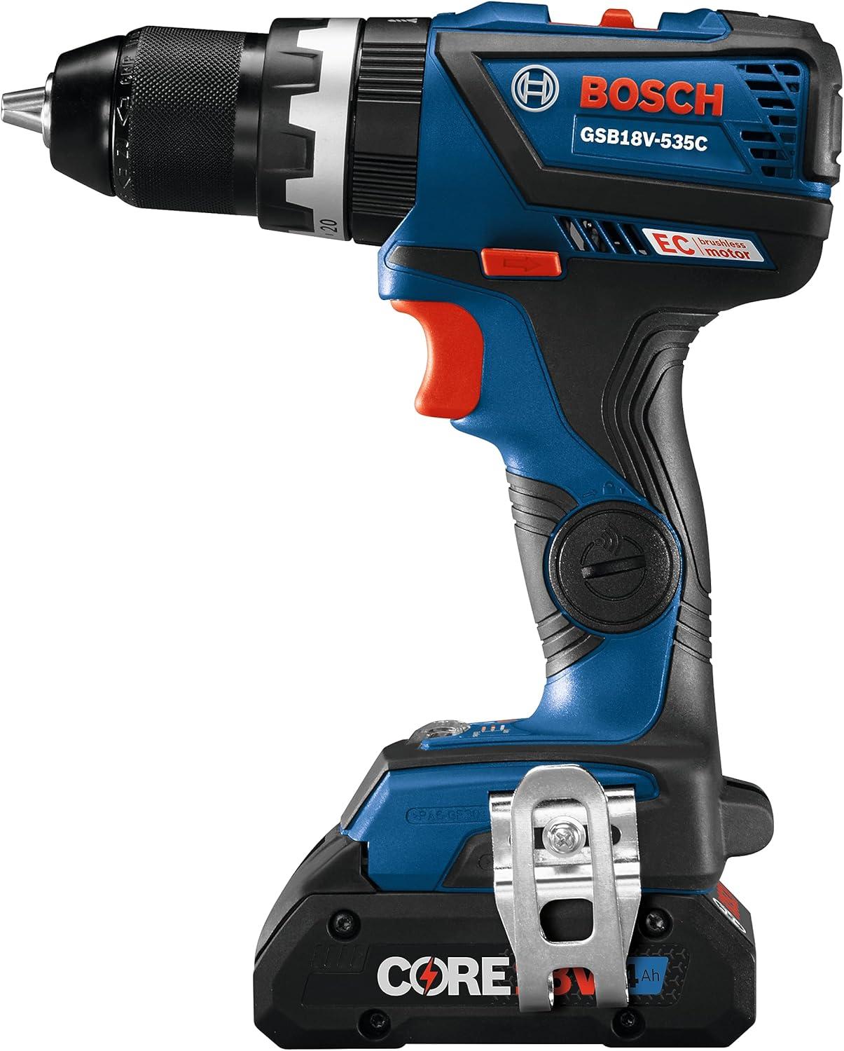imageBOSCH GSB18V535CB15 18V EC Brushless ConnectedReady 12 In Hammer DrillDriver with 1 CORE18V 4 Ah Advanced Power Batteryw 18V 4 Ah Battery