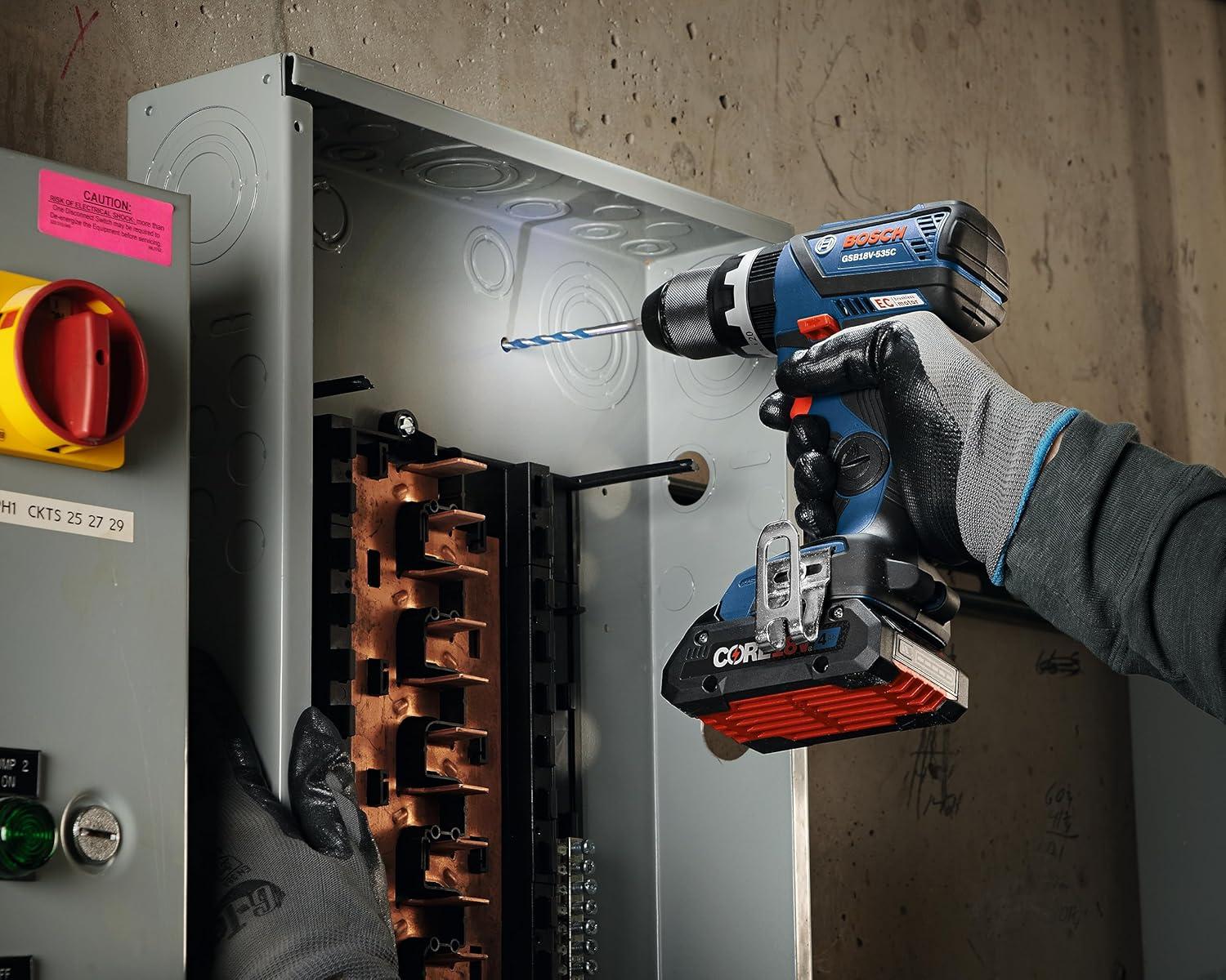 imageBOSCH GSB18V535CB15 18V EC Brushless ConnectedReady 12 In Hammer DrillDriver with 1 CORE18V 4 Ah Advanced Power Batteryw 18V 4 Ah Battery