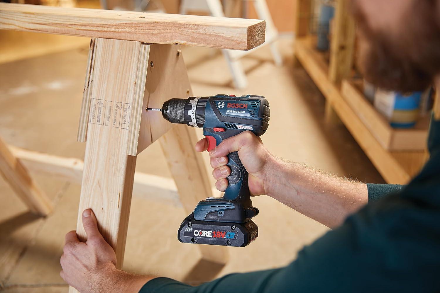 imageBOSCH GSB18V535CB15 18V EC Brushless ConnectedReady 12 In Hammer DrillDriver with 1 CORE18V 4 Ah Advanced Power Batteryw 18V 4 Ah Battery