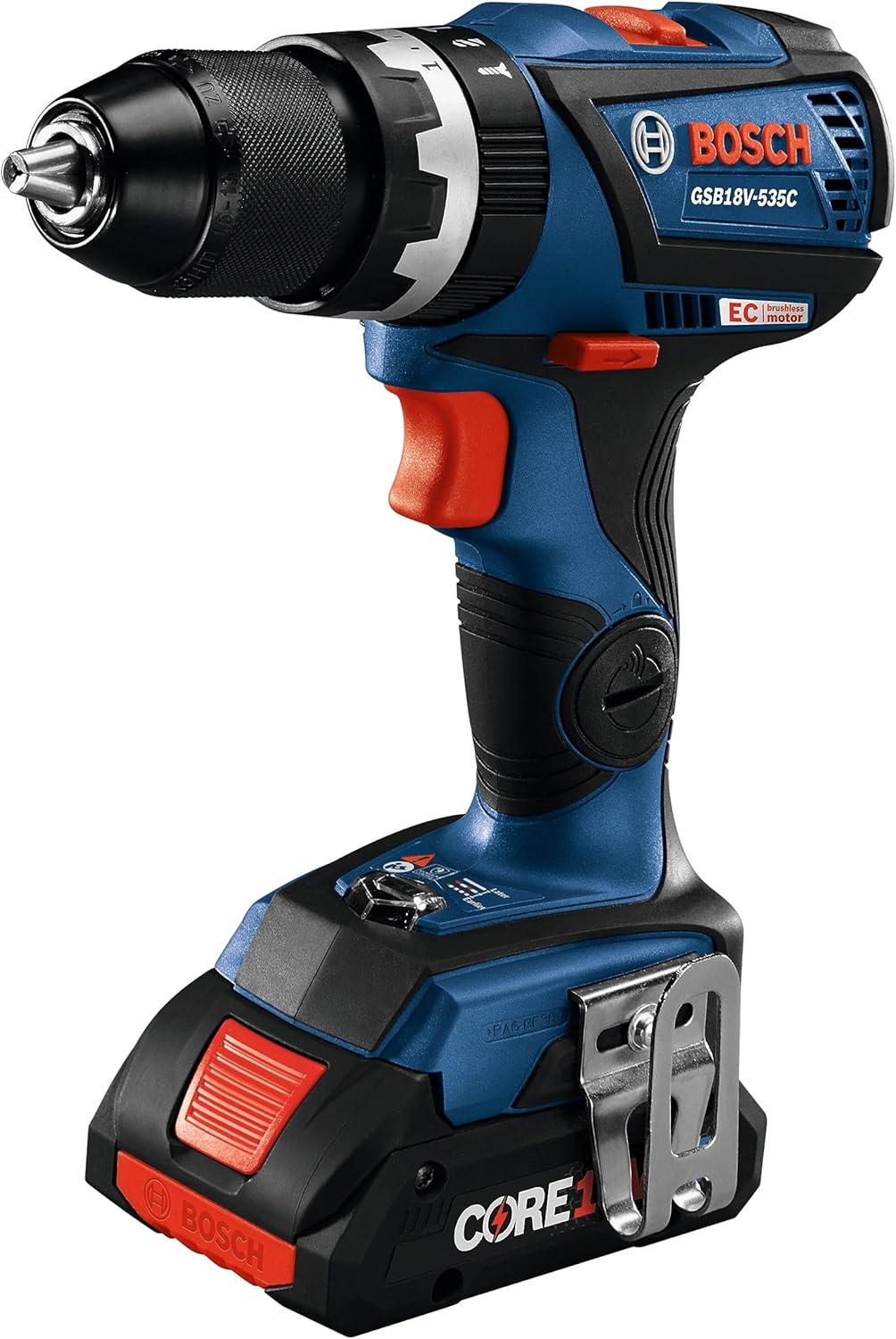 imageBOSCH GSB18V535CB15 18V EC Brushless ConnectedReady 12 In Hammer DrillDriver with 1 CORE18V 4 Ah Advanced Power Batteryw 18V 4 Ah Battery