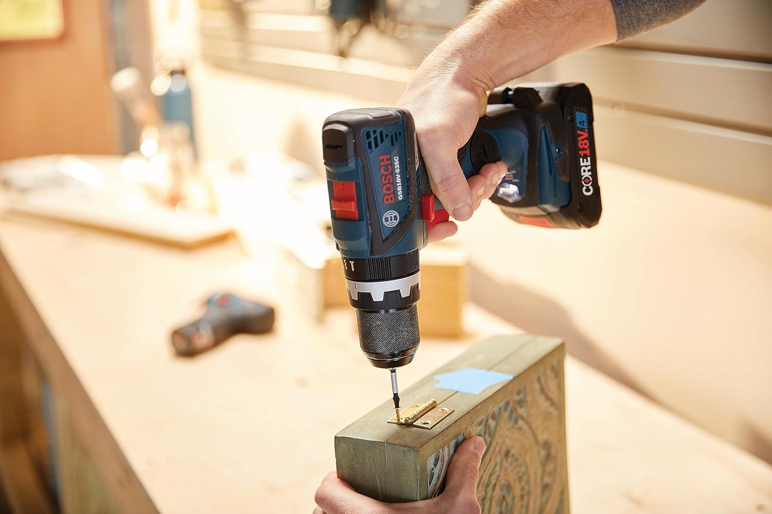 imageBOSCH GSB18V535CB15 18V EC Brushless ConnectedReady 12 In Hammer DrillDriver with 1 CORE18V 4 Ah Advanced Power Batteryw 18V 4 Ah Battery