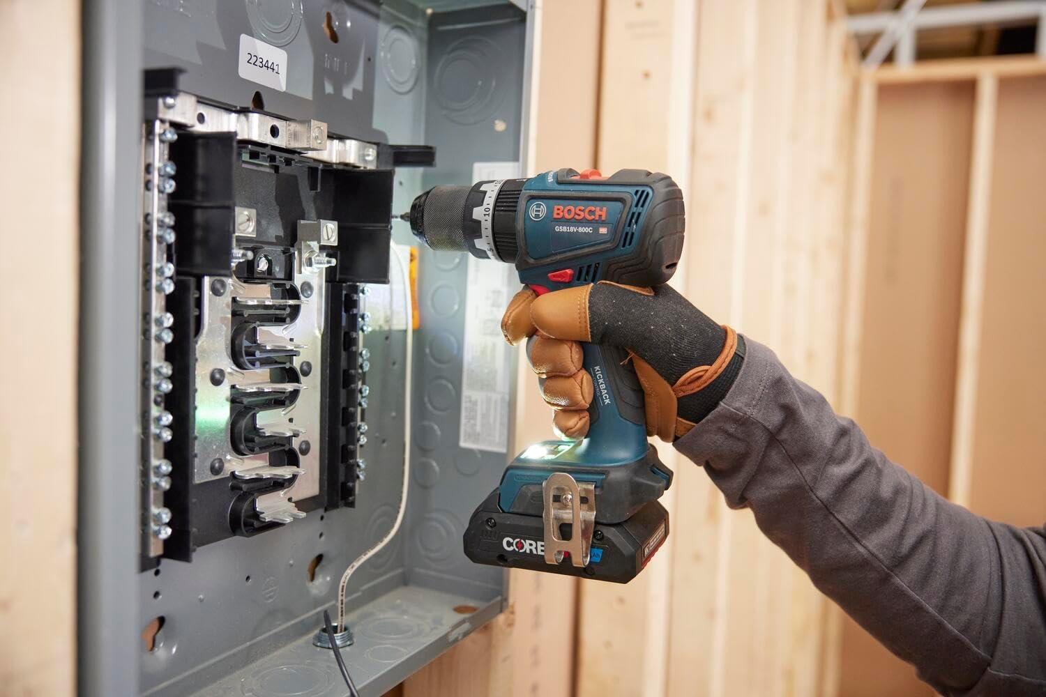 imageBOSCH GSB18V800CB14 12 In Brushless ConnectedReady Hammer DrillDriver Kit with 1 CORE18V 4 Ah Advanced Power Batteryw 1 18V 4 Ah Battery