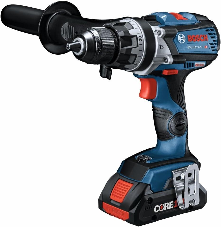 imageBOSCH GSB18V975CB25 18V Brushless ConnectedReady 12 In Hammer DrillDriver Kit with 2 CORE18V 4 Ah Advanced Power Batteriesw 2 18V 4 Ah Batteries