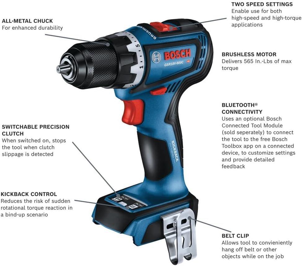 imageBOSCH GSR18V800CN 18V Brushless ConnectedReady 12 In DrillDriver Bare ToolTool Only