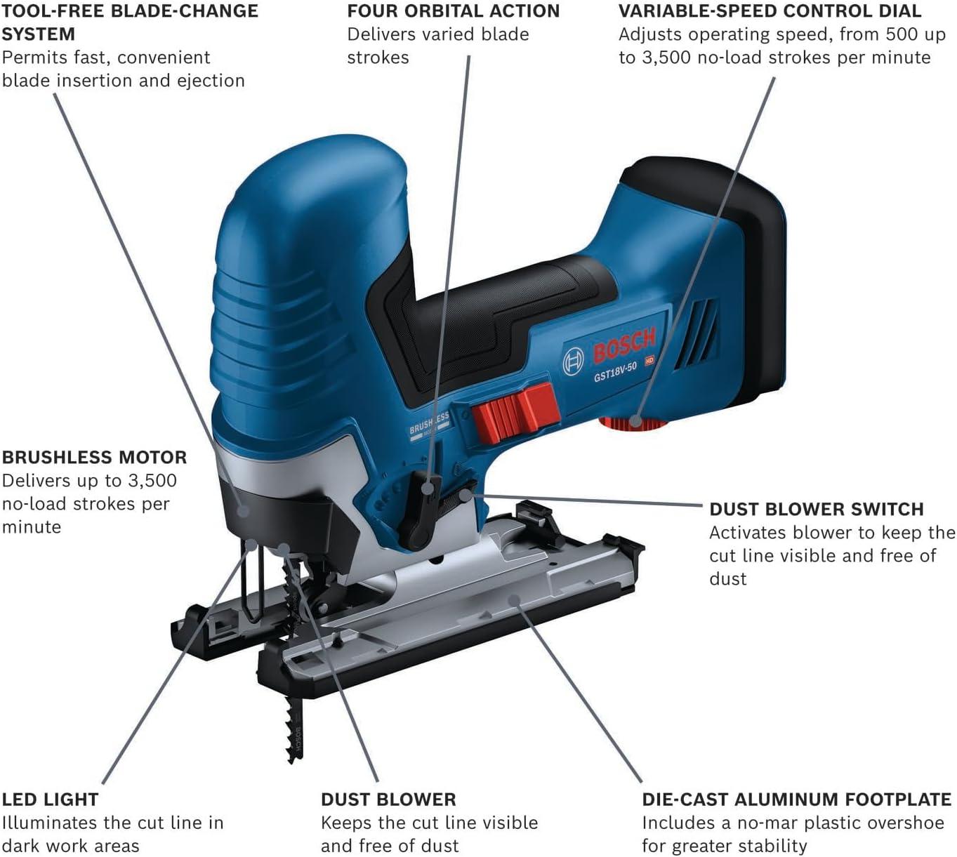 imageBOSCH GST18V50BN 18V Brushless BarrelGrip Jig Saw Bare Tool