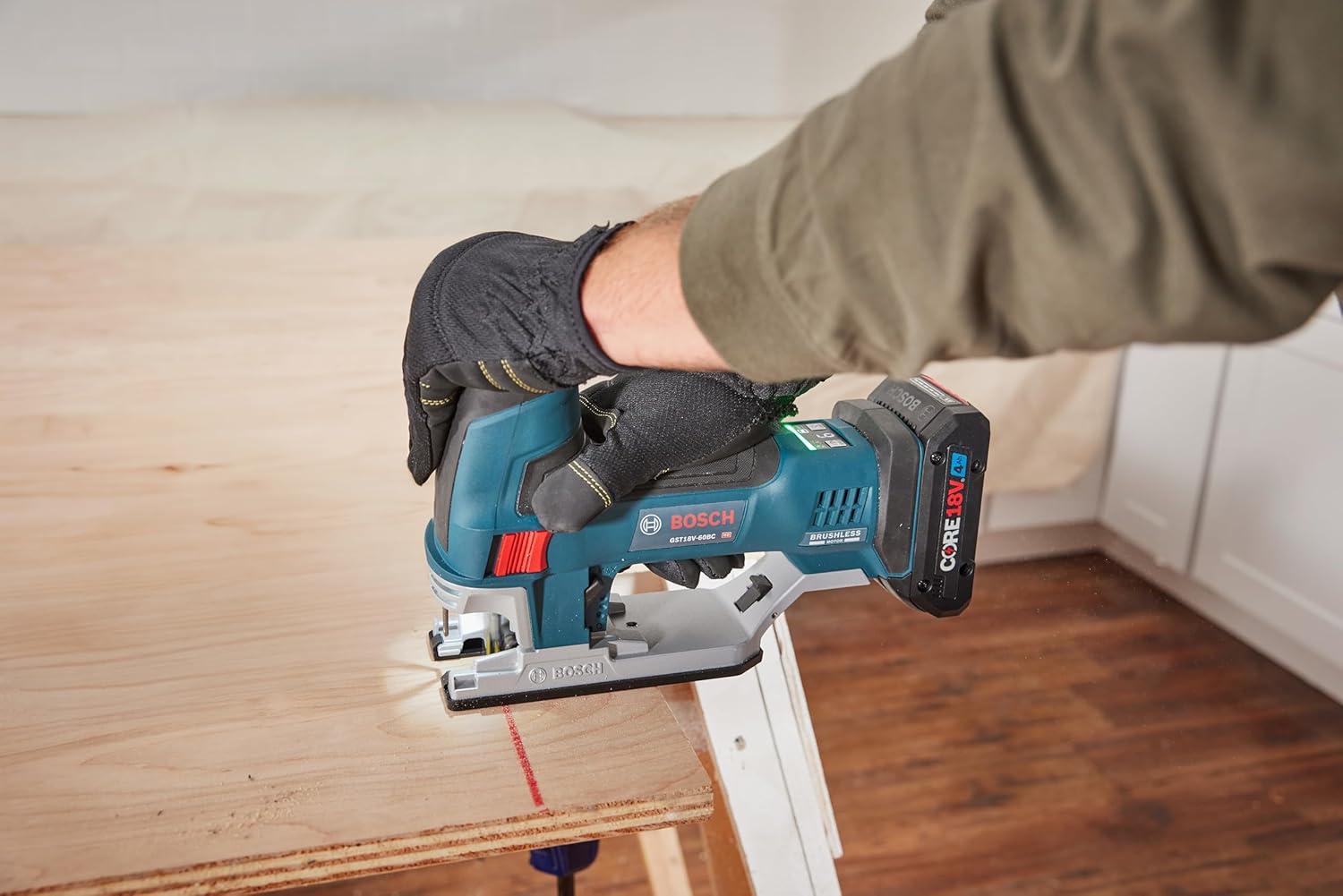 imageBOSCH GST18V60BCN 18V Brushless Connected BarrelGrip Jig Saw 3800 SPM LED Light Toolfree Blade Change Bare Tool