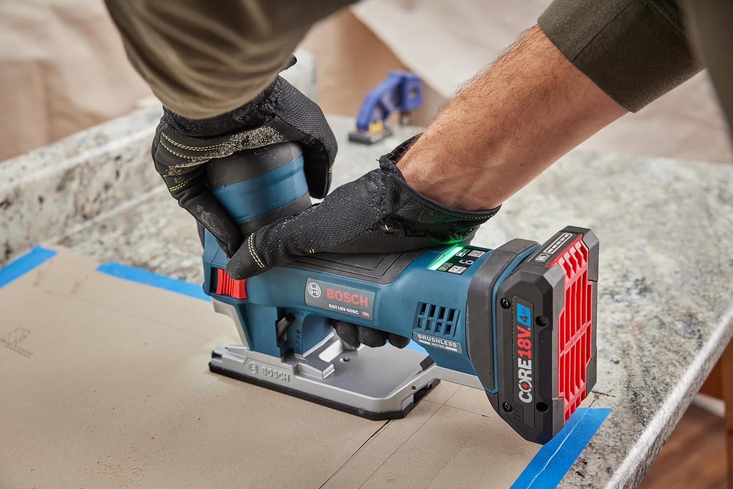 imageBOSCH GST18V60BCN 18V Brushless Connected BarrelGrip Jig Saw 3800 SPM LED Light Toolfree Blade Change Bare Tool