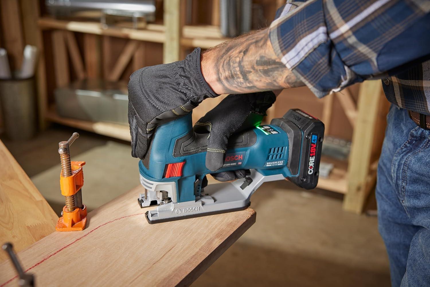 imageBOSCH GST18V60BCN 18V Brushless Connected BarrelGrip Jig Saw 3800 SPM LED Light Toolfree Blade Change Bare Tool