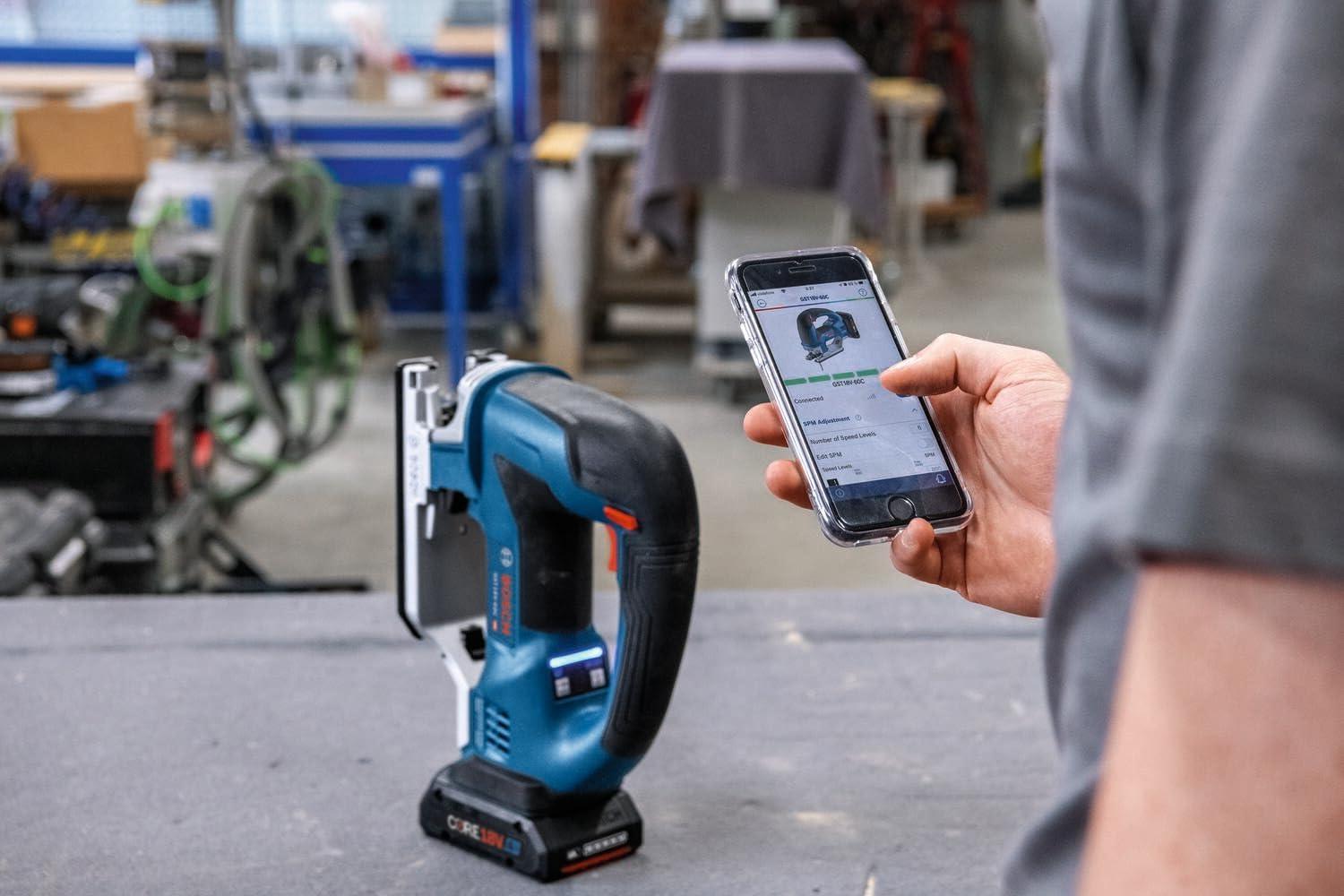 imageBOSCH GST18V60CN 18V Brushless Connected TopHandle Jig Saw 3800 SPM LED Light Toolfree Blade Change Bare Tool