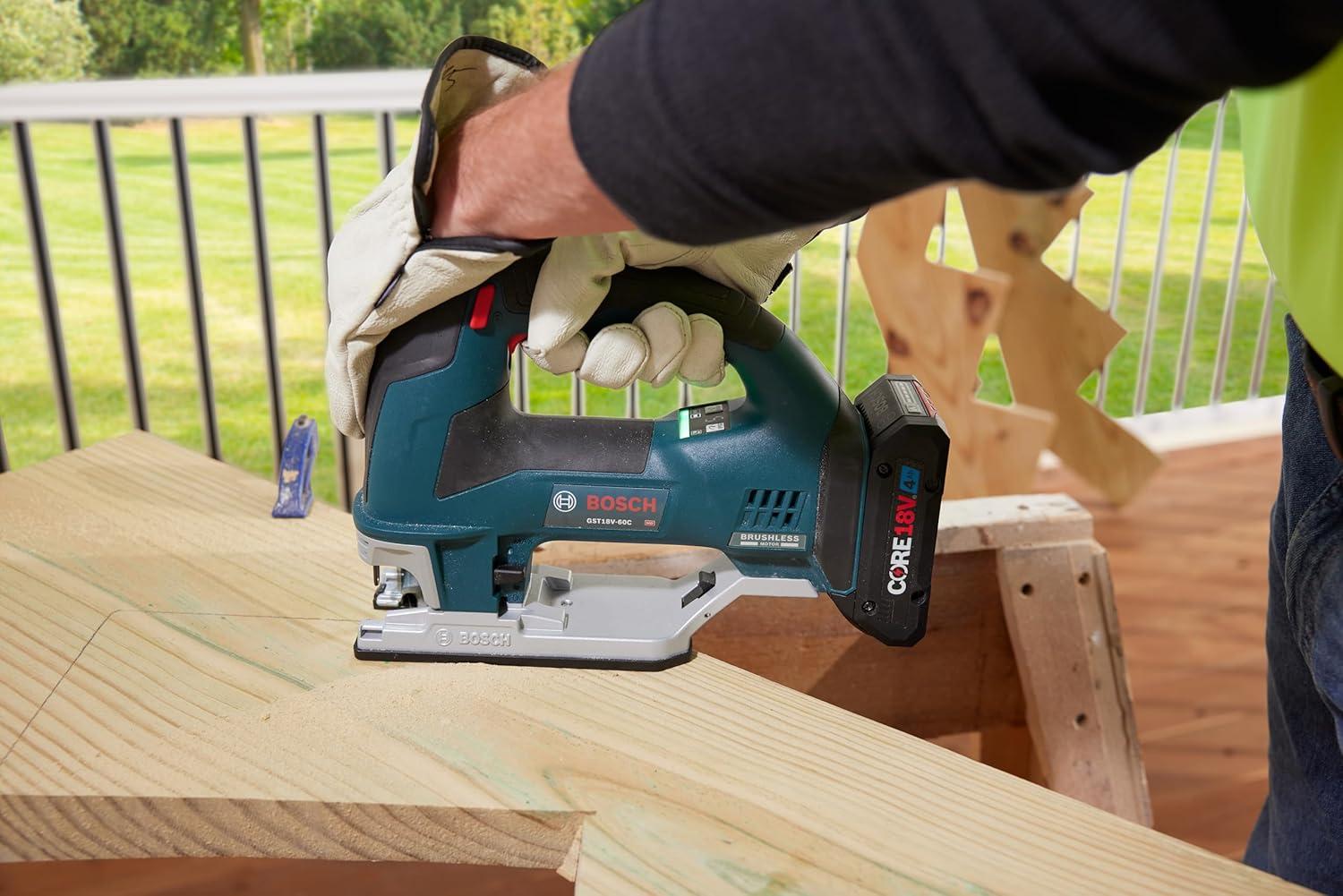 imageBOSCH GST18V60CN 18V Brushless Connected TopHandle Jig Saw 3800 SPM LED Light Toolfree Blade Change Bare Tool