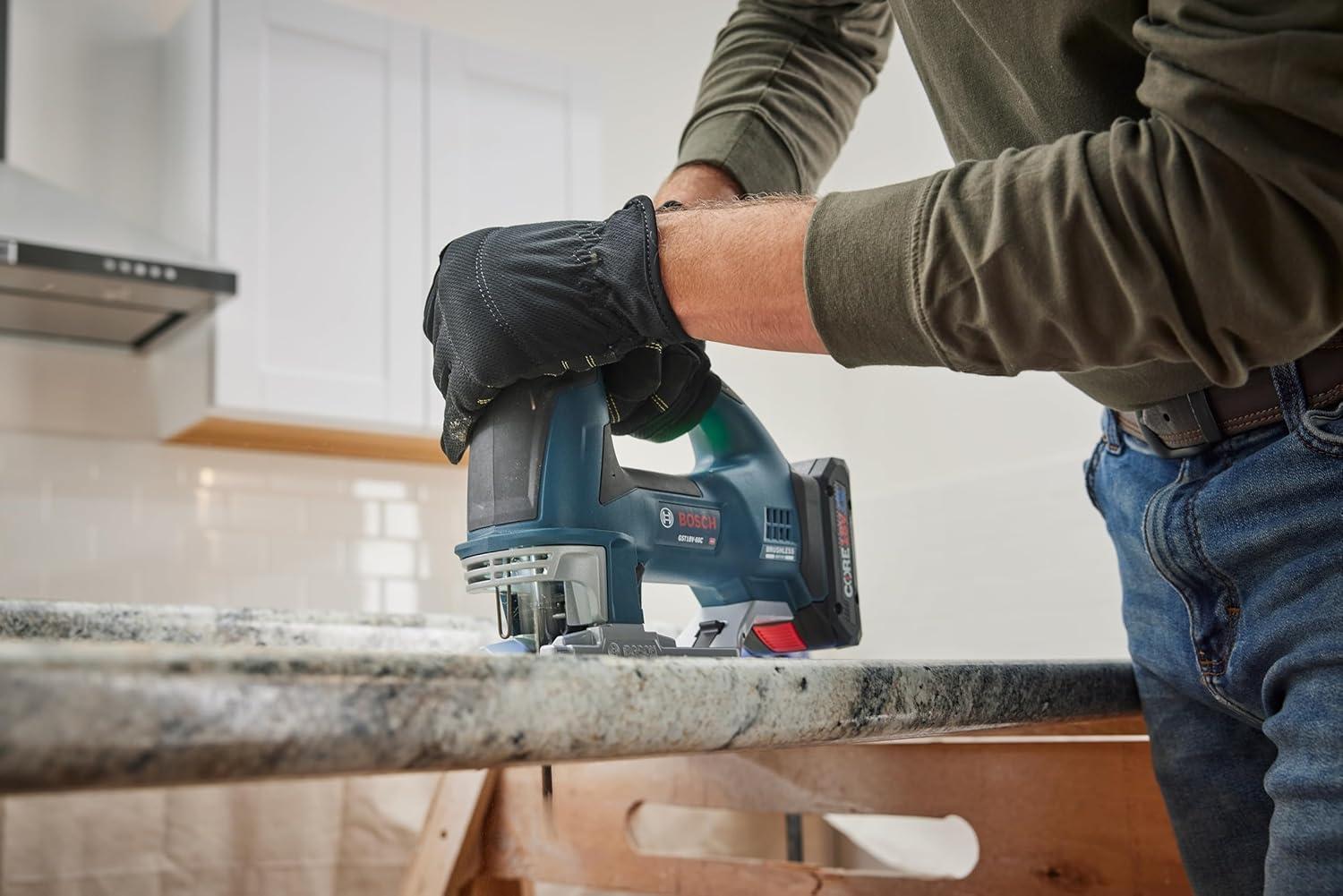 imageBOSCH GST18V60CN 18V Brushless Connected TopHandle Jig Saw 3800 SPM LED Light Toolfree Blade Change Bare Tool