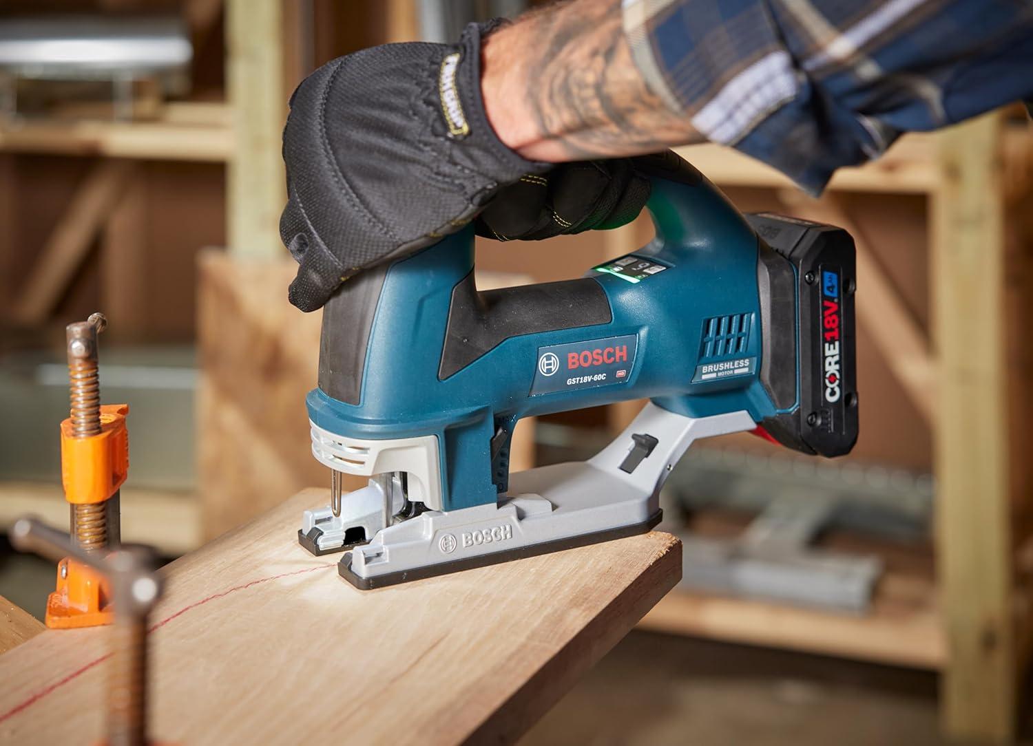 imageBOSCH GST18V60CN 18V Brushless Connected TopHandle Jig Saw 3800 SPM LED Light Toolfree Blade Change Bare Tool