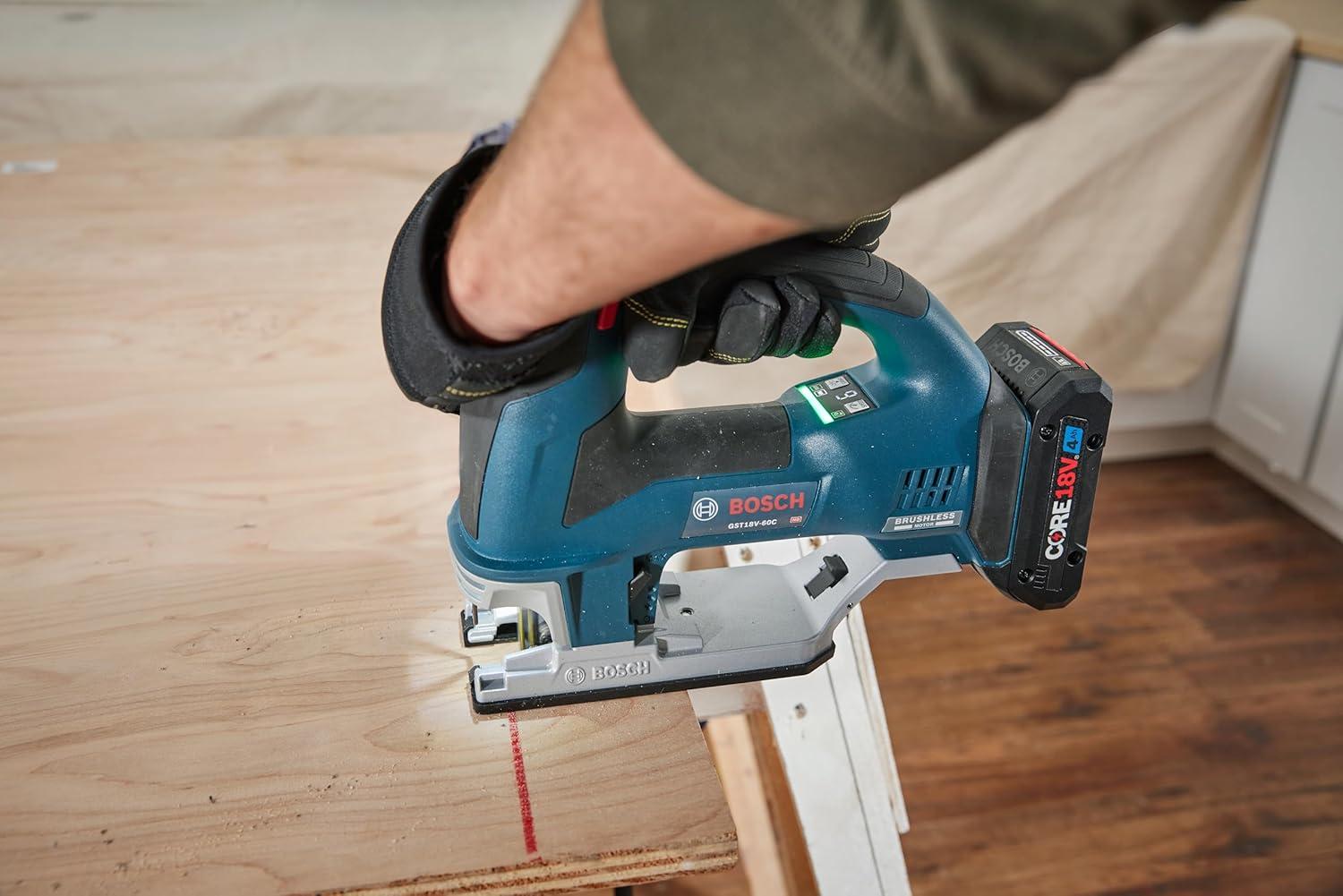 imageBOSCH GST18V60CN 18V Brushless Connected TopHandle Jig Saw 3800 SPM LED Light Toolfree Blade Change Bare Tool