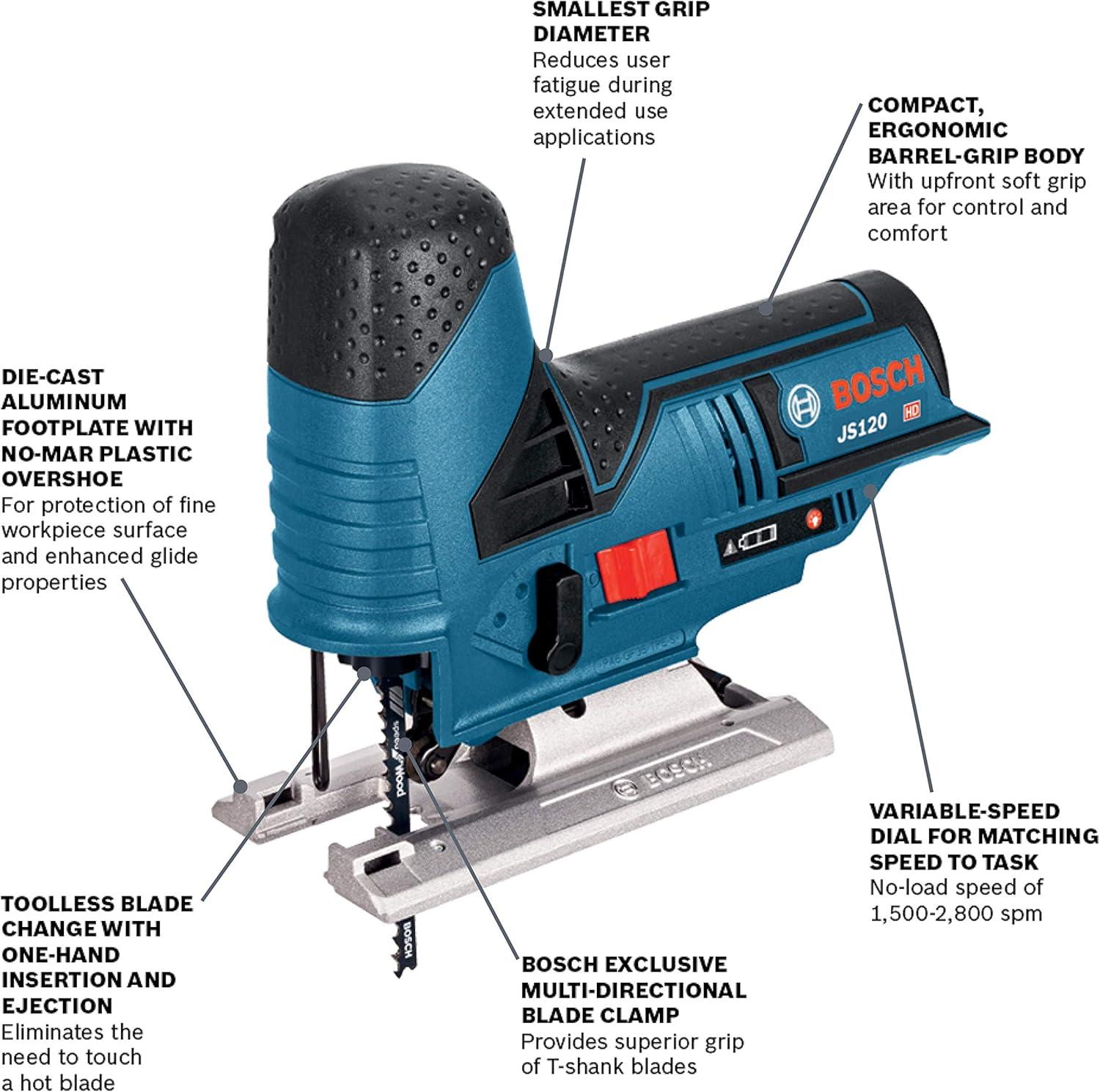 imageBOSCH JS120N 12V Max Barrel Grip Jig Saw Cordless Variable Speed Toolfree Blade Change Bare Tool