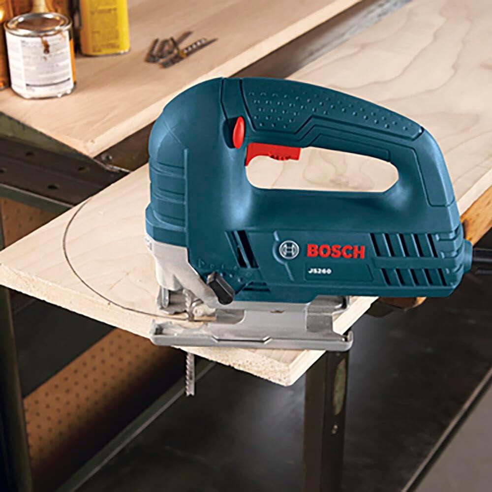 imageBOSCH JS260 TopHandle Jig Saw 60 Amp Motor Variable Speed Control LowVibration Plunging Design Toolless Blade Change System Ideal for Accurate and Smooth CuttingJigsaw Only