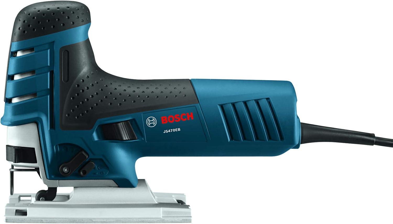 imageBOSCH JS470EB Corded BarrelGrip Jig Saw 120V Low Vibration 7 Amp Variable Speed for Smooth Cutting up to Up To 578 Inch on Wood 38 Inch on Steel For CountertopsJig Saw Only
