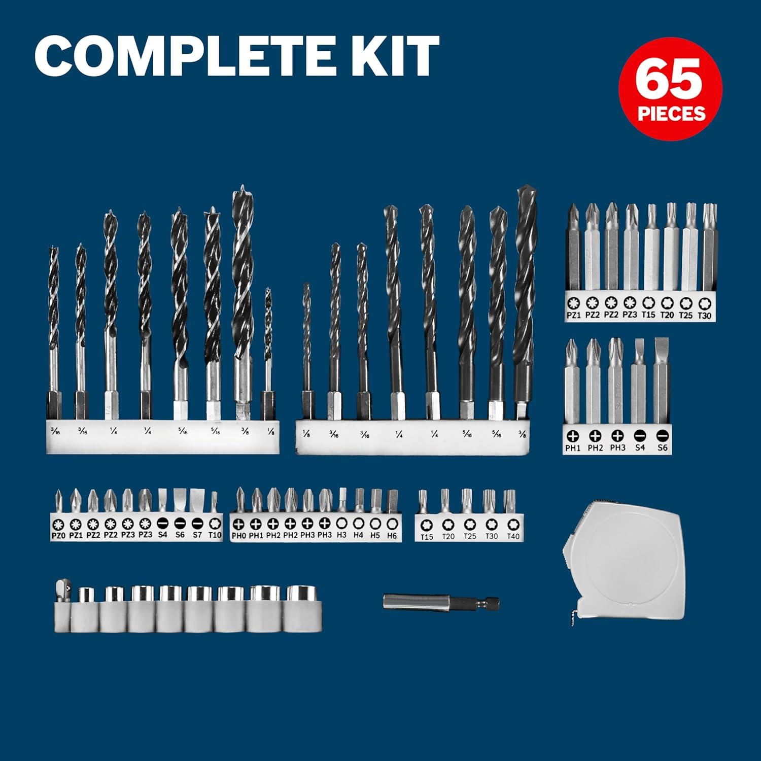 imageBOSCH MS4034 34Piece Drilling and Driving Mixed Set with Included Case for Applications in Wood Metal Masonry65Piece Set