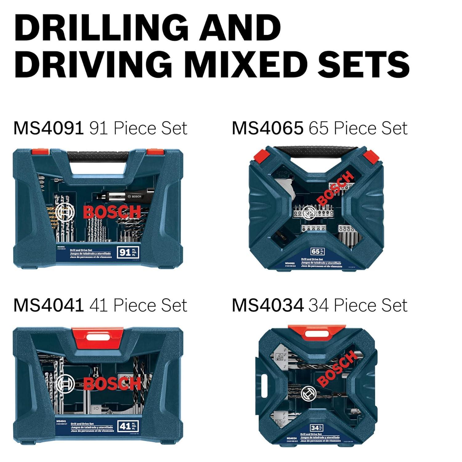 imageBOSCH MS4091 91Piece Drilling and Driving Mixed Set with Included Case for Applications in Wood Metal MasonryMS4091
