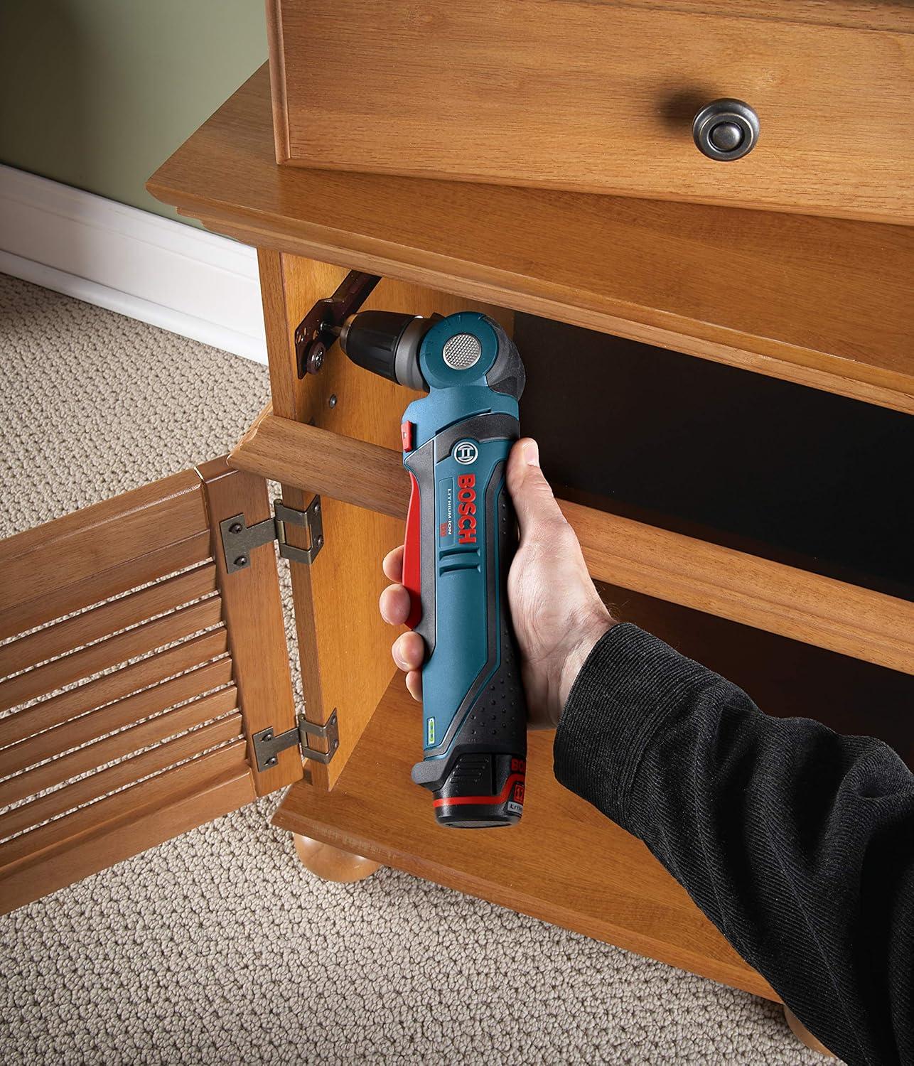 imageBOSCH PS11BN 12Volt Max LithiumIon 38Inch Right Angle DrillDriver with LBOXX ExactFit Tool Insert Tray Blue