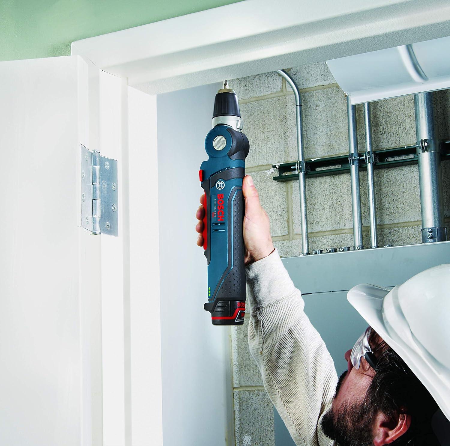 imageBOSCH PS11BN 12Volt Max LithiumIon 38Inch Right Angle DrillDriver with LBOXX ExactFit Tool Insert Tray Blue