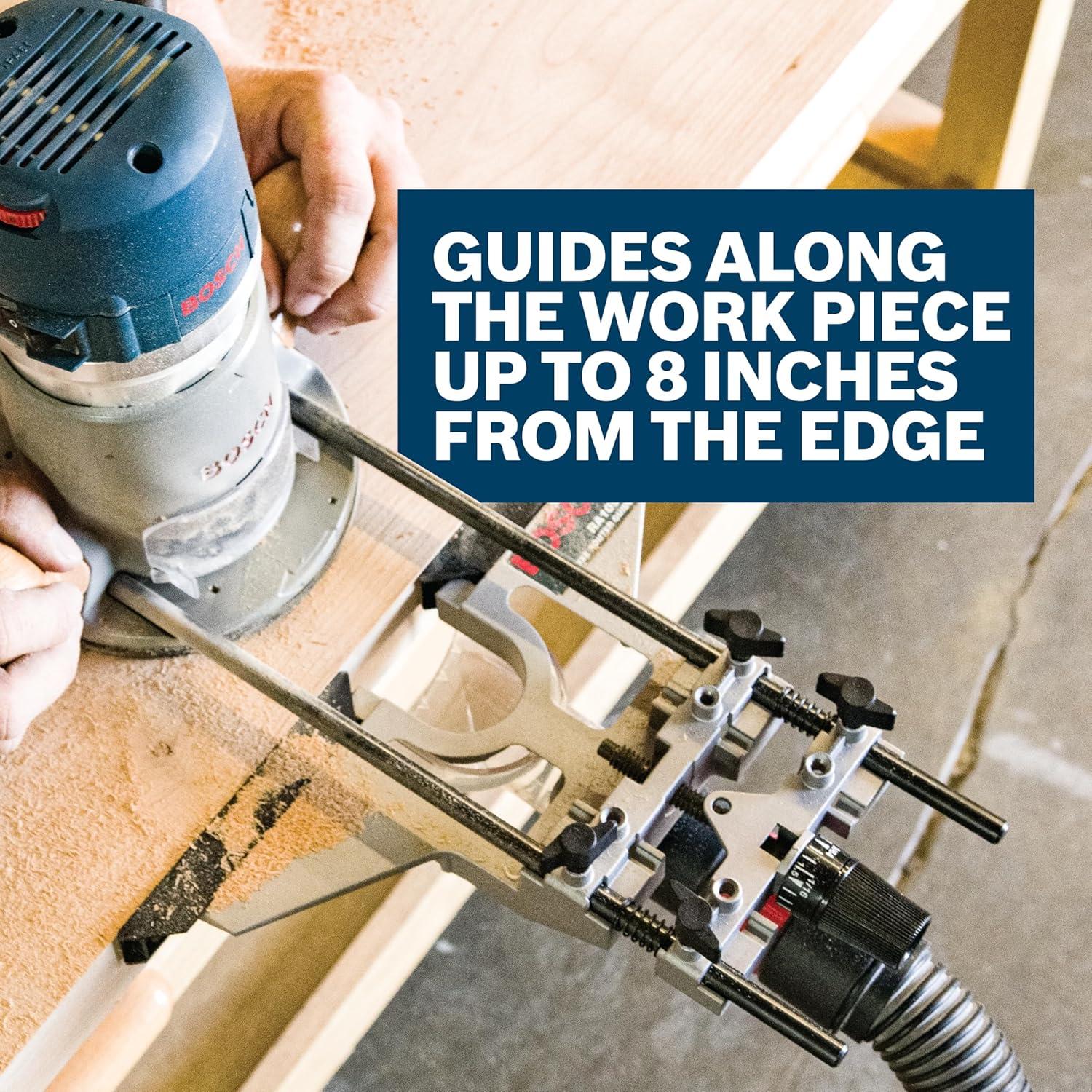 imageBOSCH RA1054 Deluxe Router Edge Guide with Dust Extraction Hood amp Vacuum Hose AdapterGuide