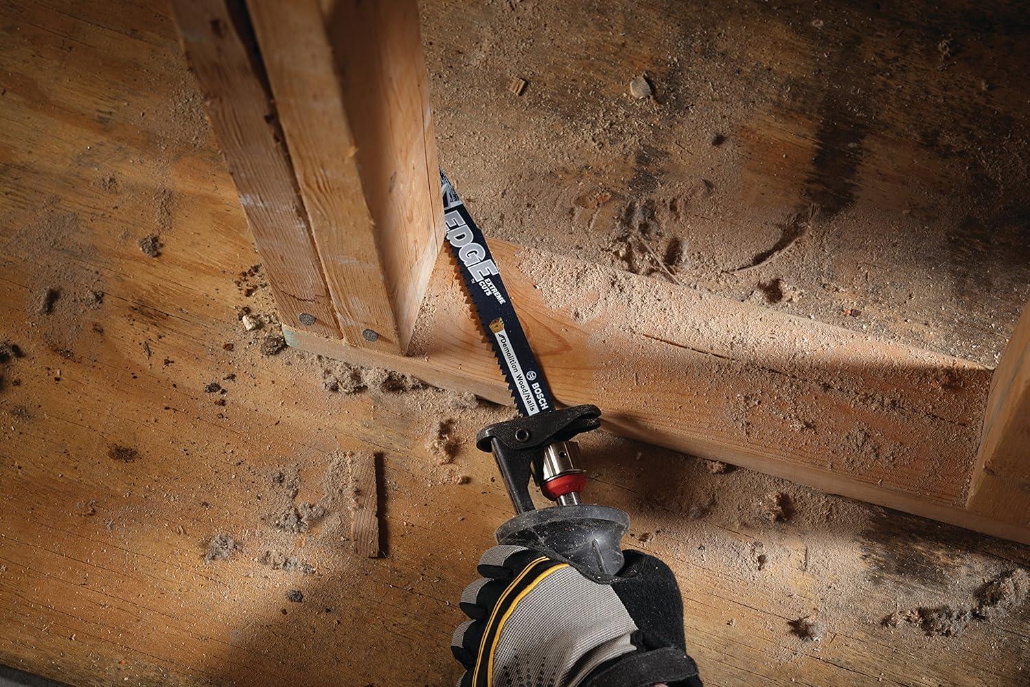 imageBOSCH RDN9V 5 pc 9 In 58 TPI Edge Reciprocating Saw Blades for WoodNail Demolition