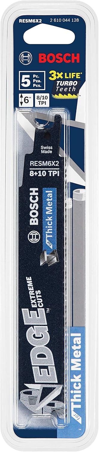 imageBOSCH RESM6X2 5 pc 6 In 810 TPI Edge Reciprocating Saw Blades for Thick Metal Gold