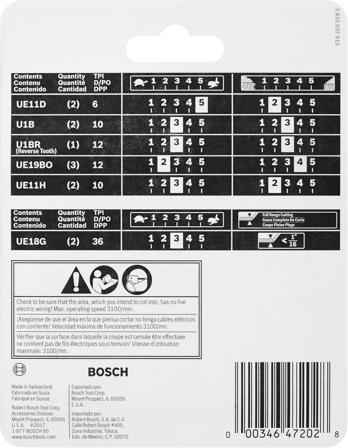 imageBOSCH U12BC 12Piece UShank Jigsaw Blade Assorted Set Ideal for ThinMetal Cutting and Wood Applications