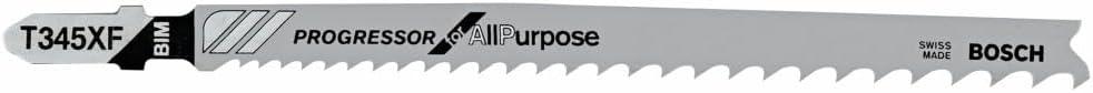 imageBosch 100Piece 514 In 510P TPI Progressor for Wood with Nails TShank Jig Saw BladesFast Cuts for All Purpose