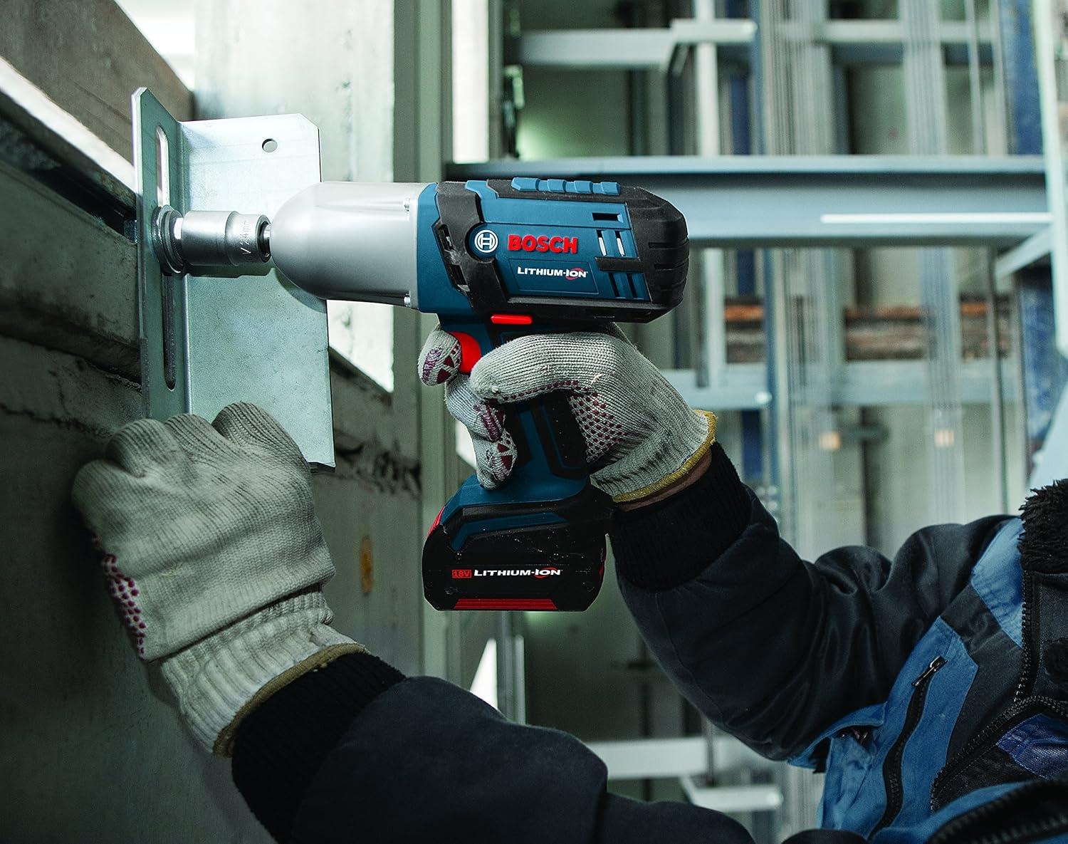 imageBosch BareTool IWHT180B 18Volt LithiumIon 12Inch Square Drive High Torque Impact Wrench with Friction RingBlue