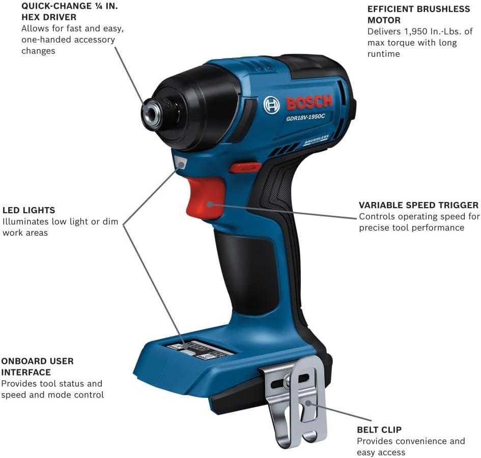 imageBosch GDR18V1950CN 18V Brushless Impact Driver Bare Tool