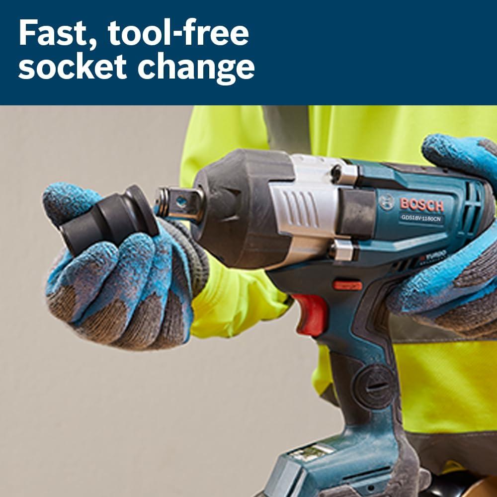 imageBosch GDS18V1180CN PROFACTOR 18V ConnectedReady 34 In Impact Wrench with Friction Ring and ThruHole Bare ToolTool Only