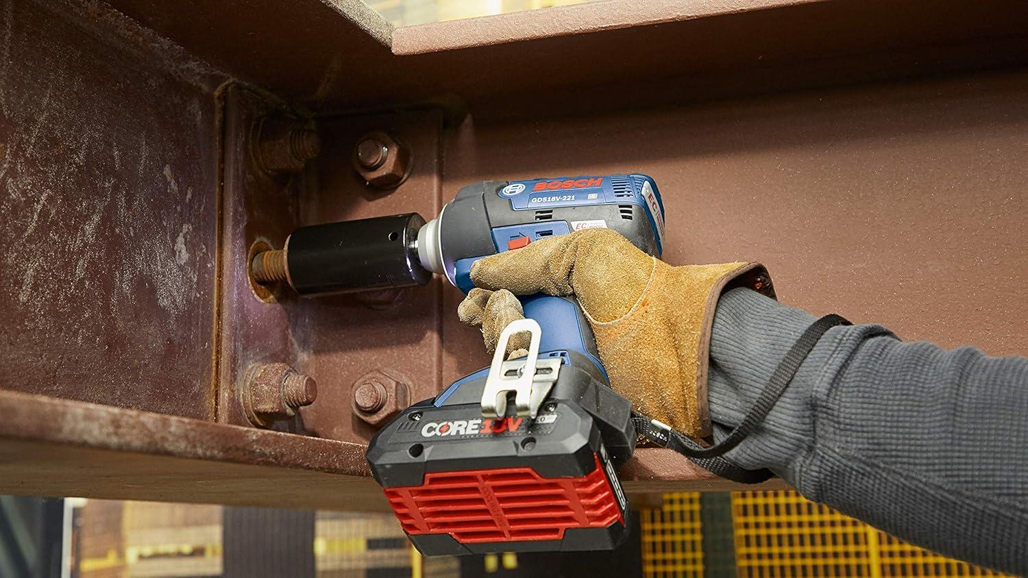imageBosch GDS18V221B25 18V EC Brushless 12 In Impact Wrench Kit with 2 CORE18V 40 Ah Compact Batteriesw 2 18V 4 Ah Batteries
