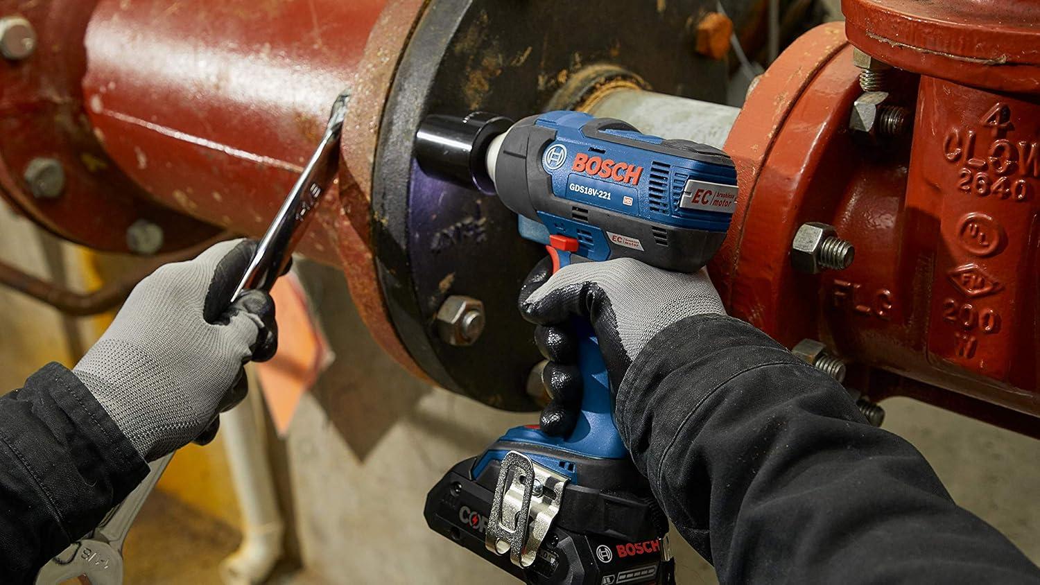 imageBosch GDS18V221B25 18V EC Brushless 12 In Impact Wrench Kit with 2 CORE18V 40 Ah Compact Batteriesw 2 18V 4 Ah Batteries