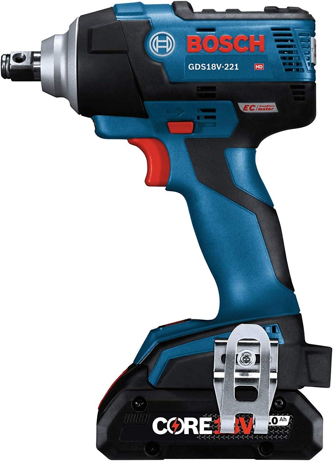 imageBosch GDS18V221B25 18V EC Brushless 12 In Impact Wrench Kit with 2 CORE18V 40 Ah Compact Batteriesw 2 18V 4 Ah Batteries