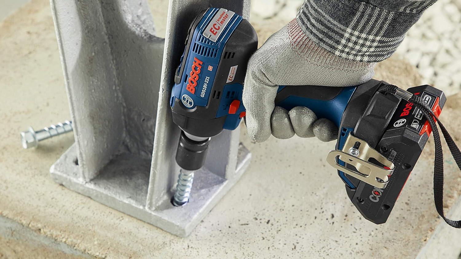 imageBosch GDS18V221B25 18V EC Brushless 12 In Impact Wrench Kit with 2 CORE18V 40 Ah Compact Batteriesw 2 18V 4 Ah Batteries